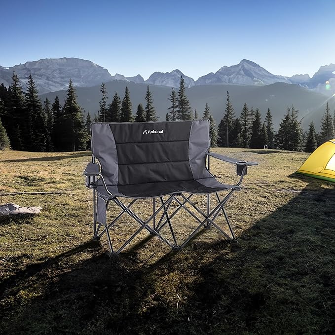 Oversized Camping Chair, Camp Chairs for Adults, Outdoor Folding Chairs with Cup Hold, Big Heavy Duty Outdoor Chairs for Patio, Lawn,Game, Sport