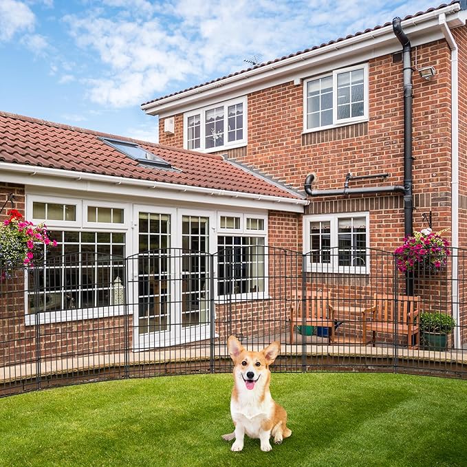 INJOPEXI Decorative Garden Fence 12 Panels 26ft (L)×36in (H) Garden Fences with 11 Panels + 1 Gate, No Dig Animal Barrier Rabbit Fencing Rustproof Metal Wire Temporary Dog Fence for Patio Outdoor Yard