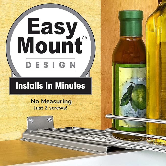 LYNK PROFESSIONAL® Pull Out Spice Rack Organizer for Inside Kitchen Cabinets - 6-1/4 inch Wide - Slide Out Drawer – Chrome Sliding Spice Cabinet Organization Shelf Racks - 1 Tier