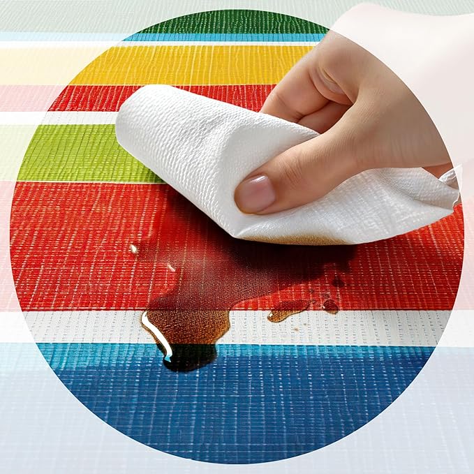 JAWO Picnic Table Covers with Bench Covers Modern Stripe Camping Tablecloth 6FT for 6 Person Fitted Picnic Table Cover with Elastic Windproof Waterproof Fabric, Camping Accessories Patio & Outdoor