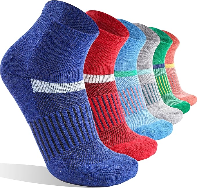 6 Pairs Merino Wool Ankle Running Hiking Socks Compression Support Breathable Thick Cushion No Show Socks for Women Men