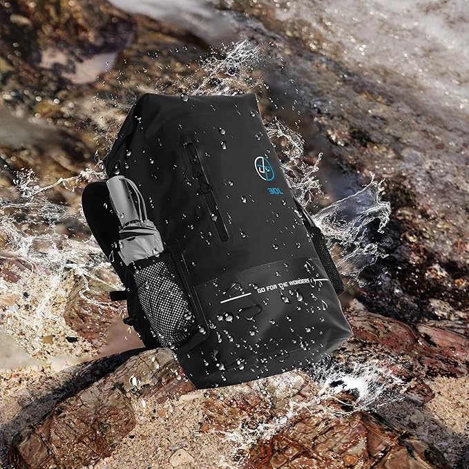 UPWELL 30L Waterproof Dry Bag Boating Backpack for Travel Hiking Camping Kayaking Hiking Swimming Floating Submersible Dry Bag Black