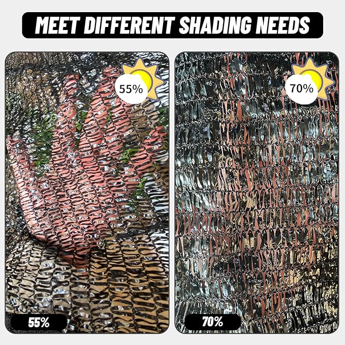 Cool Area 70% Sun Shade Cloth Mesh Tarp with Grommets for Plant Cover 8x8ft Patio Canopy Garden Pergola Greenhouse Car Barn Kennel Black