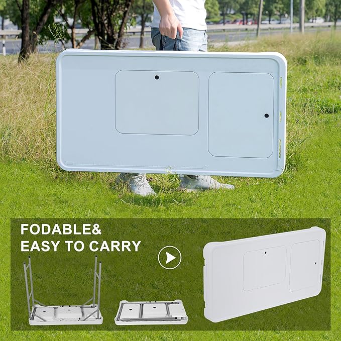 Allpop Fish Cleaning Table with 2 Sinks & Grid Rack, 42.5'' Portable Folding Camping Fish Station with Foldable Faucet, Drainage Hose, Sprayer, Storage Box, Drawer & Grooves for Picnic, White