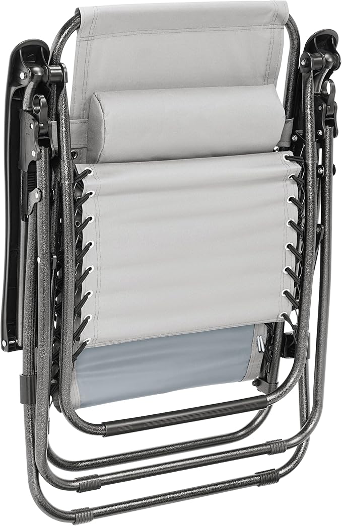 Heavy Duty Zero Gravity Chair with Adjustable Reclining, Extra Large Side Table, Gray 600D Polyester, Powder-Coated Steel Frame, 300 lbs Capacity
