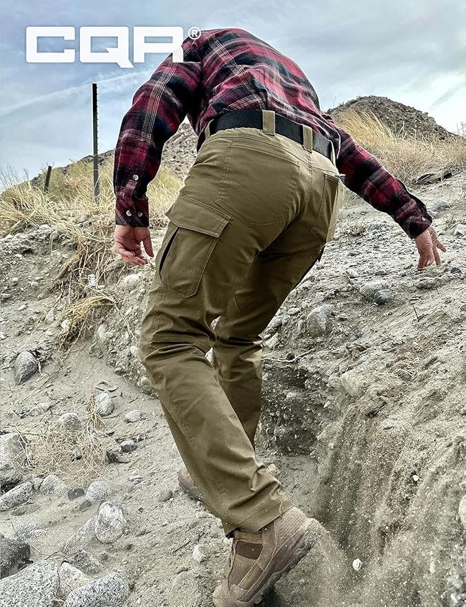 CQR Women's Flex Stretch Tactical Pants, Water Resistant Ripstop Cargo Work Pants with Pockets for Outdoor & Hiking