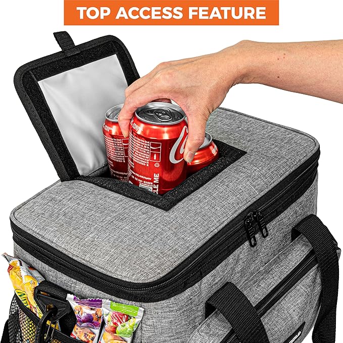 OPUX Soft Cooler Bag, Insulated Collapsible Lunch Cooler Tote for Men Work Camping Beach Travel, Portable Soft Sided Leakproof Waterproof Large Lunch Bag Box with Shoulder Strap 30 Cans, Heather Gray