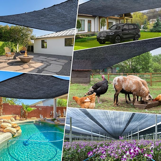 70% Garden Shade Cloth, 10x12FT HDPE Mesh Tarp with Upgraded Grommets, UV-Resistant Outdoor Sun Shades for Greenhouse, Garden, Patio Plants, Pergola