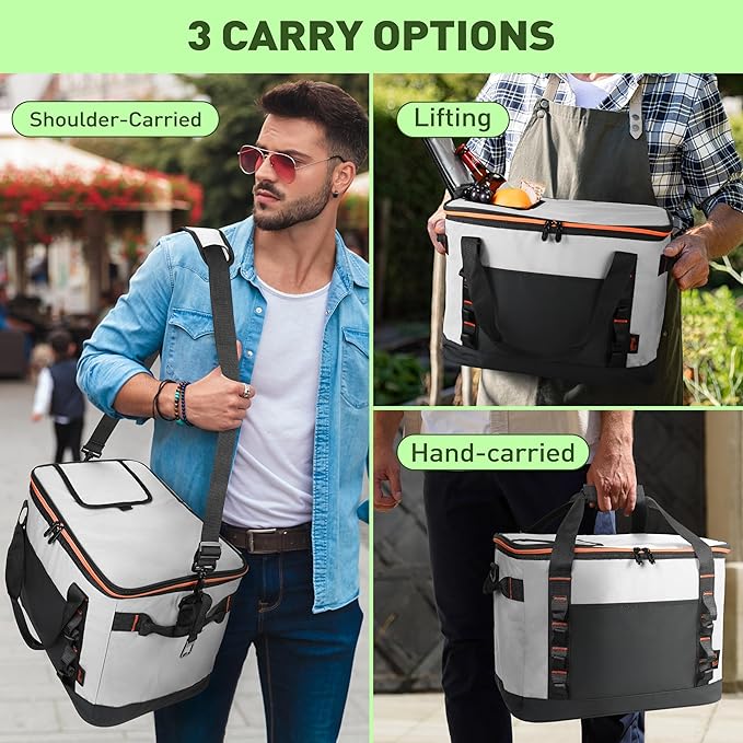 Tirrinia Large Cooler Bag Insulated, 48 Cans Leakproof Soft Camping Coolers, Portable Beach Cooler with Shoulder Strap for Picnic, Beach, Travel Road Trip