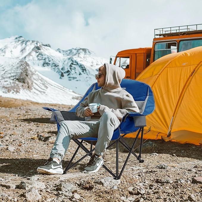 Oversized Camping Chair, Portable Folding Camping Chairs with Side Pocket, Cup Holder and Carry Bag, Heavy Duty Outdoor Camping Chairs for Adults, Fishing, Sports, Trip, up to 400lbs, Style 6