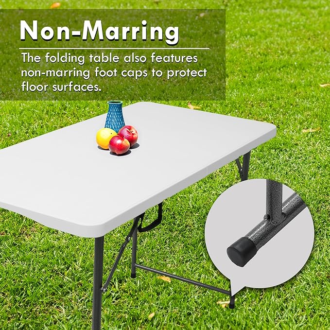 4ft Folding Table,Sturdy Outdoor Folding Table,Perfect for Camping Picnics Parties Durable Foldable Table with Easy Setup Ideal Portable Folding Tables for Indoor & Outdoor Use