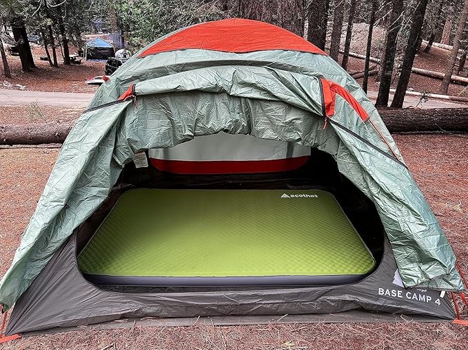 Self-Inflating Sleeping Pad - 4” Ultra-Thick Supportive Foam, Insulated Camping Mattress with Pump Sack for Tent, Car, Truck, Van, Home - Portable Camping Pad for 4-Season Comfort (Double)