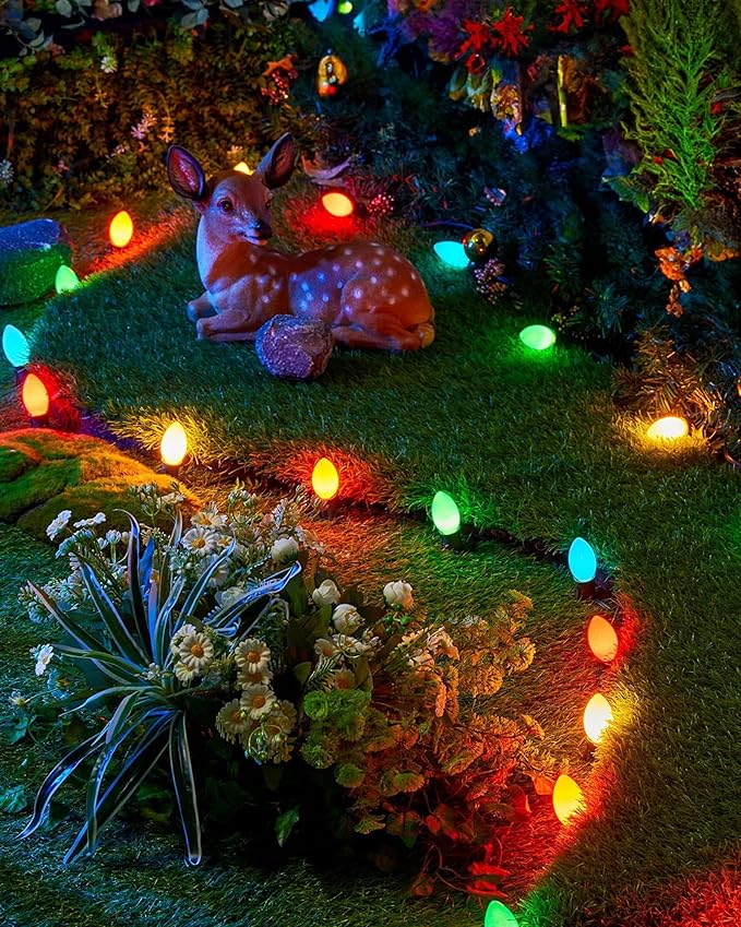 C9 LED Christmas Lights Outdoor, 200 Feet C9 String Light with 200 Shatterproof Matte Bulbs, Connectable Waterproof Christmas Tree Lights for Holiday Roofline Backyard Garden Decor, Multicolor