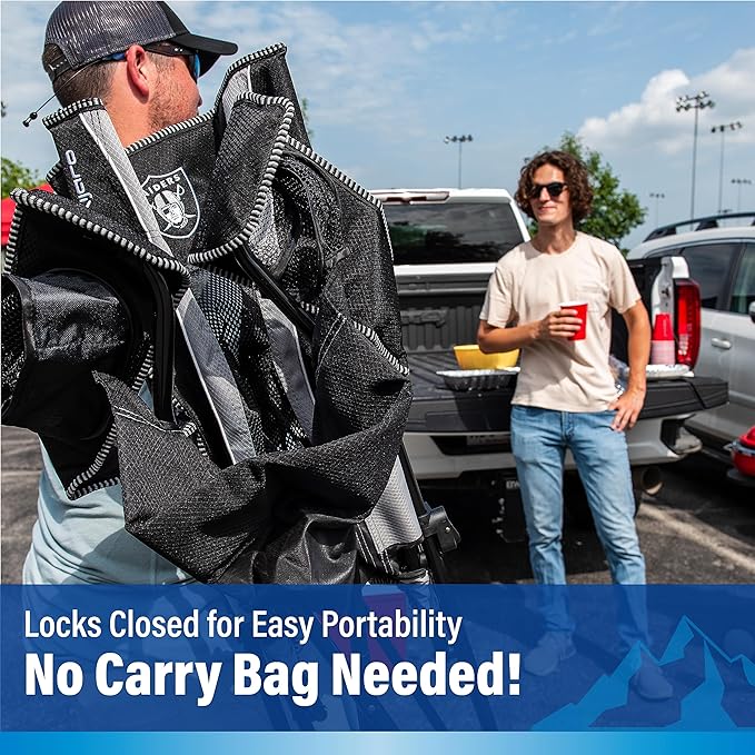 Kijaro Dual Lock Pro Sports Fan Folding Chair, 26" L x 35.5" W x 37" H, Las Vegas Raiders