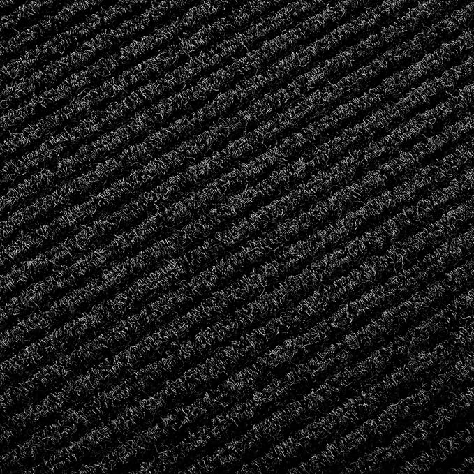 fani Heavy Duty Large Outdoor Indoor Entrance Black Doormat Waterproof Low Profile Entrance Rug Front Door Mat Patio Anti-Skid Rubber Back, 48x96 inch (Black)