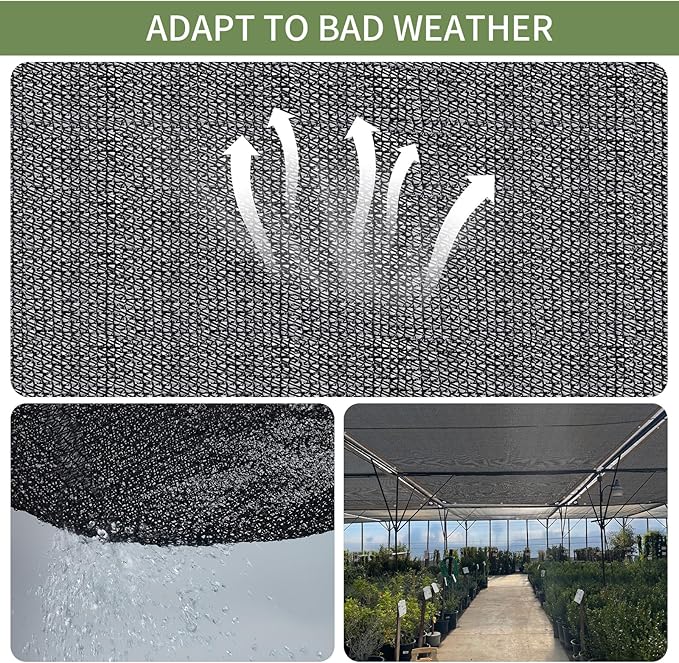 Black Shade Cloth, FT Sun Shade Net with Grommets, Garden Sunblock Shade Cloth Shading for Greenhouse, Plant, Pergola, and Backyard Patio (50%-Black, 20 x 20 FT)