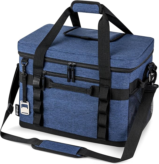 OPUX Cooler Bag, 60 Cans Insulated Soft Collapsible Portable Cooler, Soft Sided Leakproof Cooler for Beach Camping with Shoulder Strap, Ice Chest for Travel Road Trip Picnic, Navy Blue