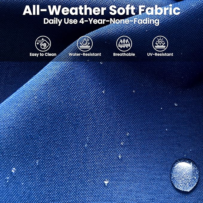 ovios 8 Pieces Patio Furniture Set, Outdoor Wicker Sofas with 2 Chairs, 4 Ottomans and Comfy Cushions, All Weather High Back Couch Set for Deck Porch, Brown Rattan, Navy Blue