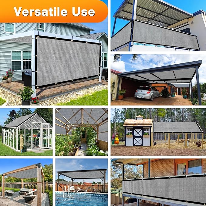 Artpuch Outdoor Pergola Shade Cover 8x16 FT Sun Shade Cloth with Grommets Light Grey 90% UV Protection Canopy Patio Privacy Screen (Customized Available)