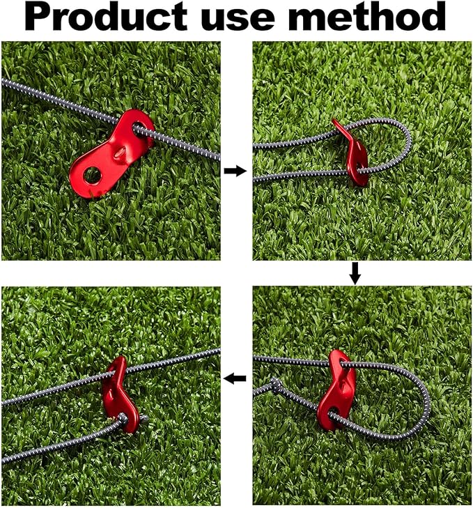 SATINIOR 20 Pieces Aluminum Alloy Guyline Cord Adjuster Tent Tensioners Rope Adjusters for Outdoor Camping Hiking (Red, one Size)