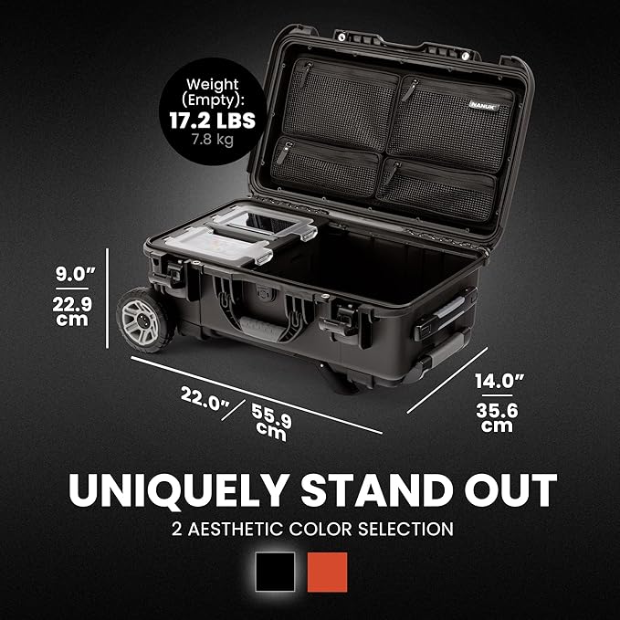 NANUK Trail 30 – 28.5L (7.5-Gallon) Waterproof Storage Box – Wheeled and Modular Cargo Case for Camping, Fishing, Hunting & Outdoor Storage - Dustproof and Impact Resistant (22" x 14" x 9") – Black