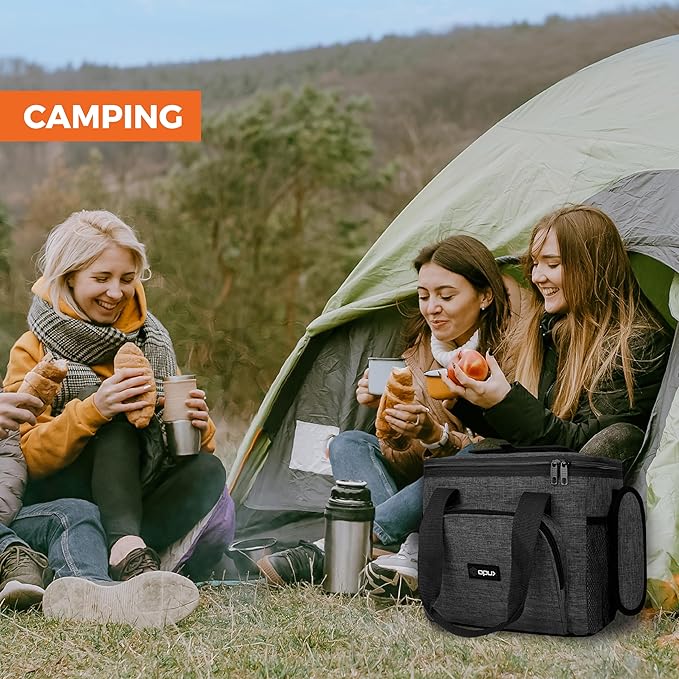 OPUX Soft Cooler Bag, Insulated Collapsible Lunch Cooler Tote for Men Work Camping Beach Travel, Portable Soft Sided Leakproof Waterproof Large Lunch Bag Box with Shoulder Strap 24 Cans, Charcoal Gray