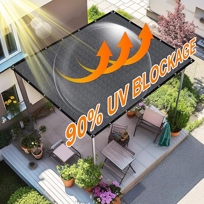 Artpuch 90% Sun Shade Cloth, 3 x 16 FT Pergola Shade Cover Canopy with Grommets, Sun Screen Fabric Tarp for Patio, Outdoor, Garden, Backyard, Blue Grey