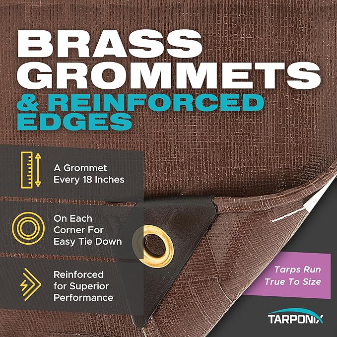 20' x 30' Ultra Heavy Duty Tarp – 20 Mil Brown/White Waterproof Outdoor Cover, UV Protection, Reinforced Corners, Ideal for Camping, Tent, and Outdoor Use