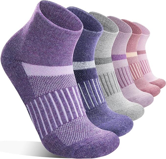 6 Pairs Merino Wool Ankle Running Hiking Socks Compression Support Breathable Thick Cushion No Show Socks for Women Men