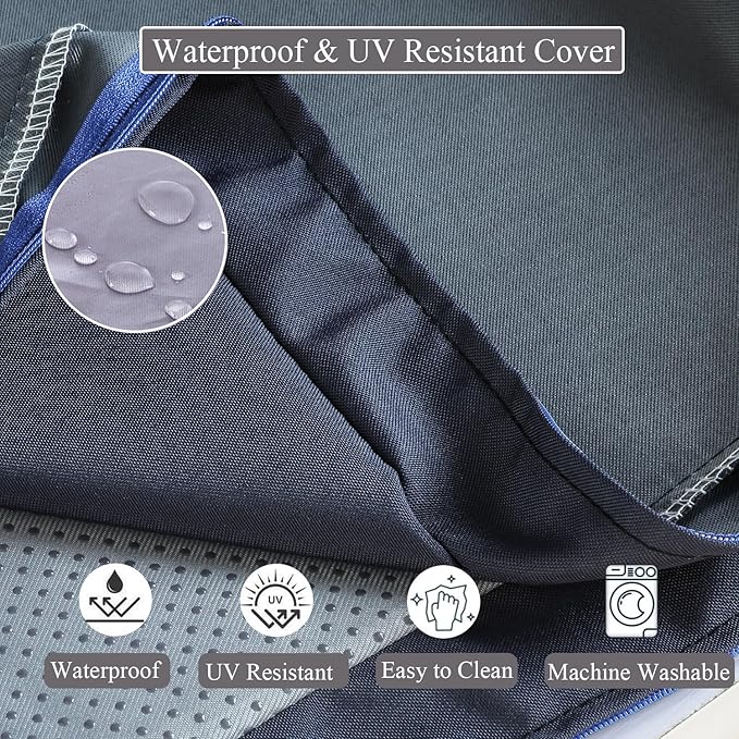 15 x 15 Inch Round Cushions for Outdoor Furniture Non-Slip Waterproof Patio Bistro Chair Cushion with Ties Bar Stool Seat Cushion for Kitchen Chairs Set of 4, Navy Blue