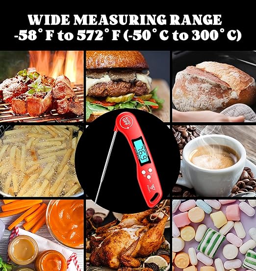 DOQAUS Digital Meat Thermometer, Instant Read Food Thermometers for Cooking, Kitchen Probe with Backlit & Reversible Display, Wide Temperature Range for Turkey, Grill, BBQ, Baking, Bread, Sourdough