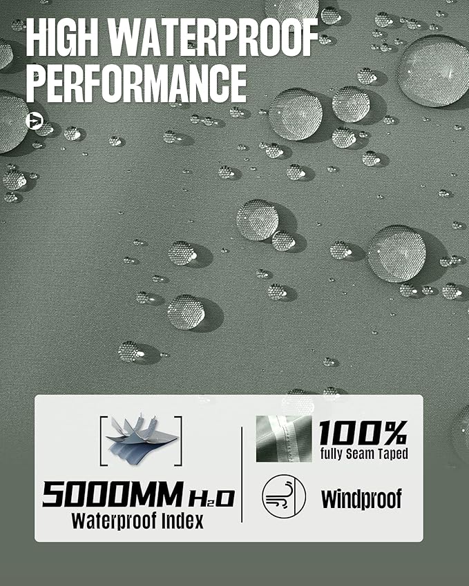 33,000ft Men's Packable Rain Jacket Waterproof Lightweight Raincoat Rain Shell with Hood for Outdoor Hiking Golf Travel