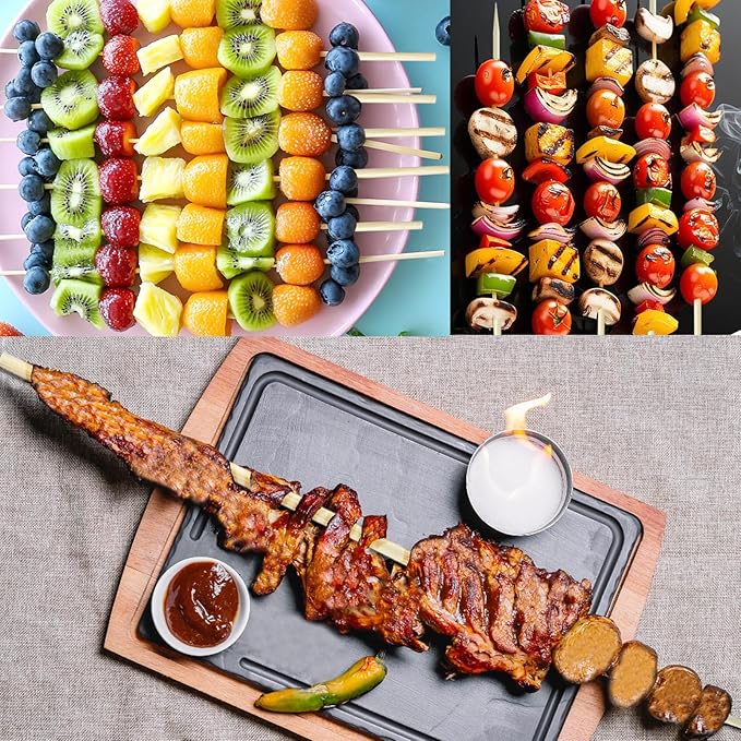 Bulk Value Bamboo Smores Sticks (200 Pcs), Long 17.5" Marshmallow Roasting Sticks for Fire Pit, 5mm Heavy Duty Wooden Skewers for Smore Hot Dog Barbecue Thick for Campfire Grilling Camping Bonfire