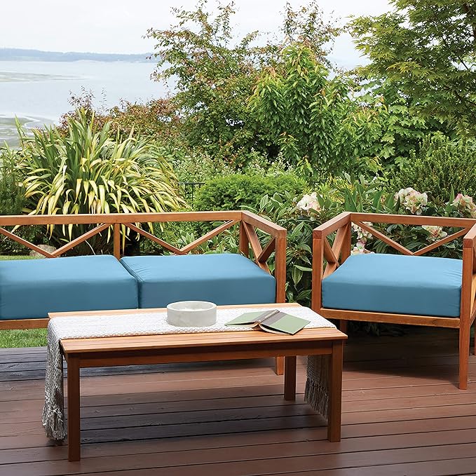 Classic Accessories Ravenna Water-Resistant 19 x 19 x 3 Inch Patio Seat Cushion, Empire Blue, Chair Seat Cushion