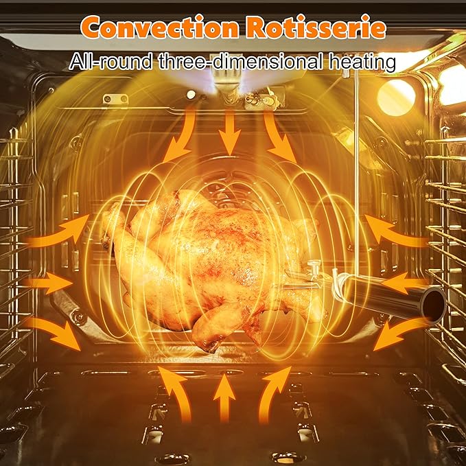 Gas Wall Oven 24 Inch CSA Certified,2.3 Cu.ft. Single, Natural Gas, Bake Broil Rotisserie, Mechanical Controls, Built-in Timer, Convection Fan in Stainless Steel