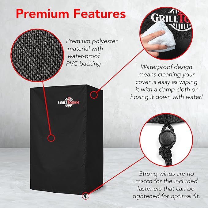 Heavy Duty Smoker Cover for Outdoor Griddle, 40 Inch – Waterproof, Weather Resistant, UV & Fade Resistant with Adjustable Straps – BBQ Cover for Flat Grill, Black