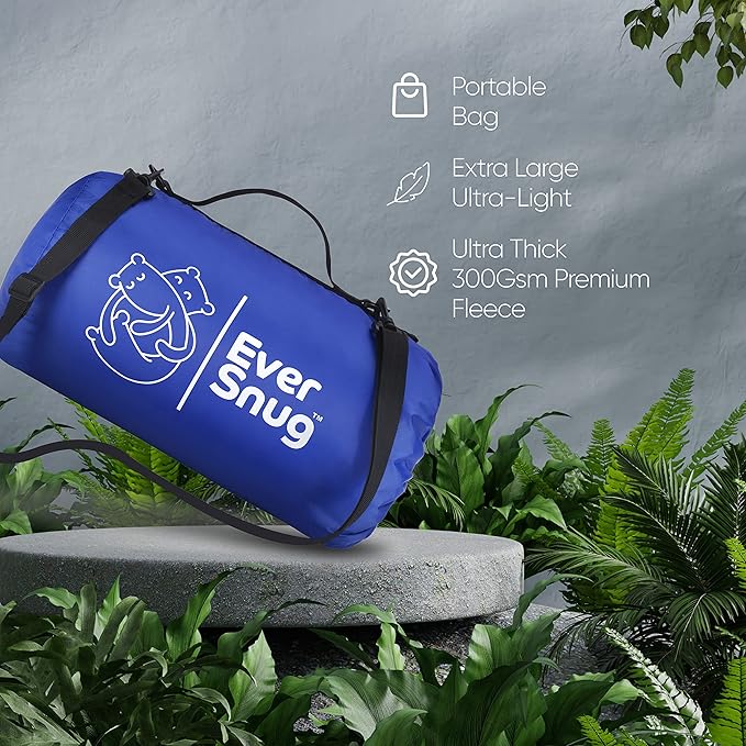 EverSnug Sherpa Waterproof Camping Blanket - Extra Thick and Warm, Large Sherpa Fleece Outdoor Blanket for Camping, Picnics, Beaches, Stadiums, Pets - Washable and Windproof for Cold Weather (Blue)