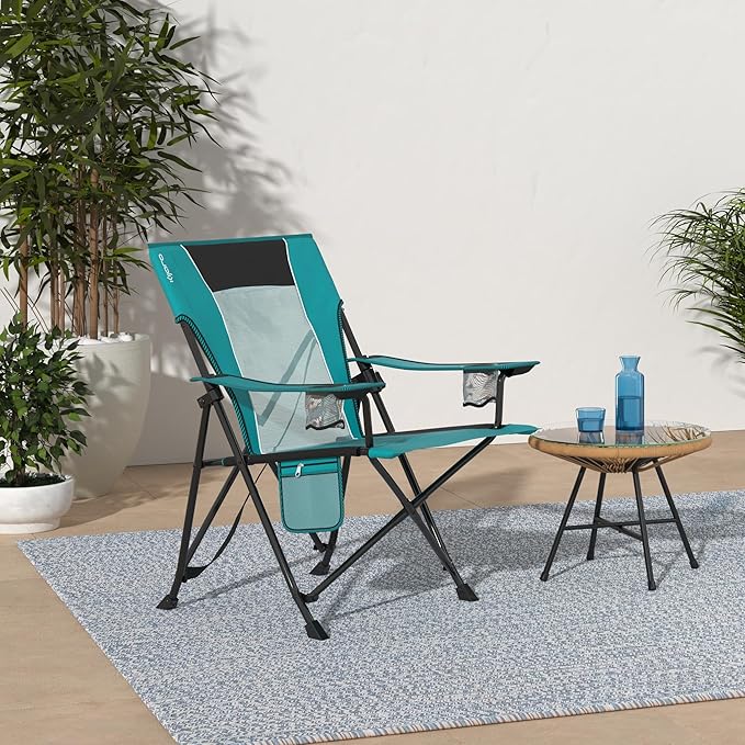 Kijaro Dual Lock Portable Camping Chair - Versatile Folding Sports and Outdoor Chair for Lawn - Locks Position - Ionian Turquoise