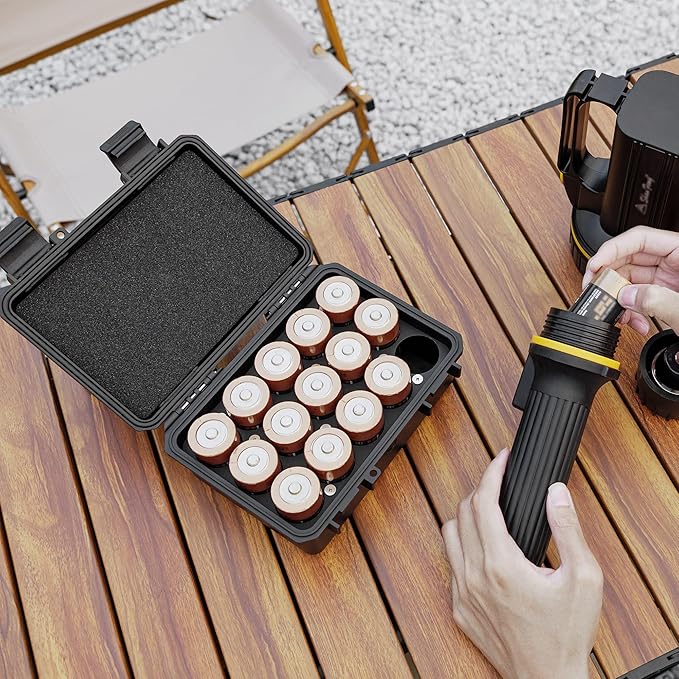 KIWIFOTOS 15 Slots D Battery Organizer Storage Case Shockproof D Cell LR20 Alkaline Batteries Holder Containers IP67 Waterproof for Household Outdoor Camping and Office All-Purpose