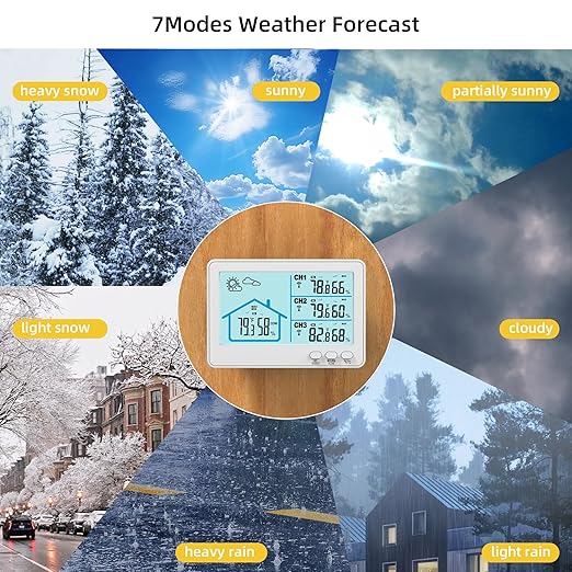Indoor Outdoor Thermometer Wireless, 5 Inch Display Digital Hygrometer Thermometer Temperature Humidity Monitor with 328ft Range Sensor and Weather Station