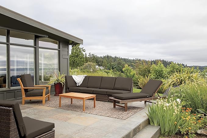 Classic Accessories Ravenna Water-Resistant 21 x 19 x 3 Inch Patio Seat Cushion, Espresso, Chair Seat Cushion