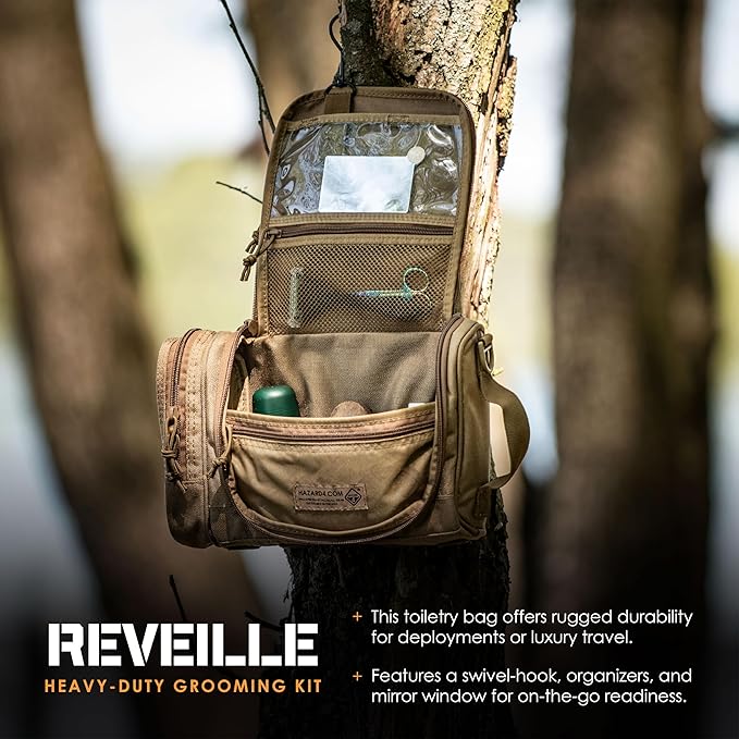 HAZARD 4 Reveille: Rugged Grooming Kit/Heavy-Duty Toiletry Bag - Black, 11.8 x 8.3 x 4.7 inches