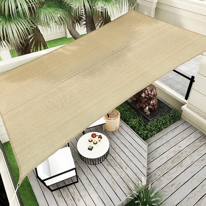 Sun Shade Sail Canopy, 10' x 13' Rectangle 95% UV Block Shade Cover for Outdoor, Backyard Patio, Lawn, Garden, Sandbox Carpor Sand