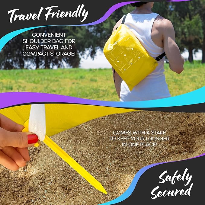 Nevlers Inflatable Lounger | 210T Polyester Inflatable Chair | No-Pump Blow Up Couch | Camping Couch Air Sofa Bed w/ 450 lbs. Cap., Pockets & Matching Bag | Use as Inflatable Couch for Adults & Kids