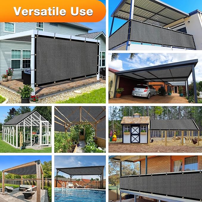 Artpuch Outdoor Pergola Shade Cover 13x14 FT Sun Shade Cloth with Grommets Dark Grey 90% UV Protection Canopy Patio Privacy Screen (Customized Available)