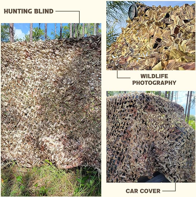 FLYEGO GEN 2 Camo Netting Camouflage Netting Hunting Blind Camo Net Camouflage Nets Military Surplus for Shooting Party Decoration Photograph Car Cover Sunshade