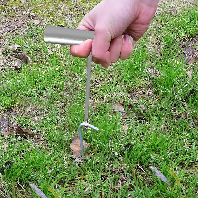 9 Inch Tent Stakes with T Hook, Tent Stakes Metal, Heavy Duty Tarp Camping Stakes, Metal Stakes for Inflatables Outdoor Decorations, 40 Pack