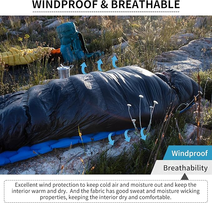 Naturehike Ultralight Down Sleeping Bag, 650FP Backpacking Sleeping Bag for Adults, 42℉ Waterproof Sleeping Bags for Camping, Hiking, Traveling with Compression Sack