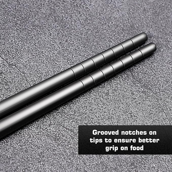 Youda Pure TITANIUM Chopsticks 1 Pairs with Black Carrying Case Ultralight and Reusable Chopsticks for Camping, Home, Travel