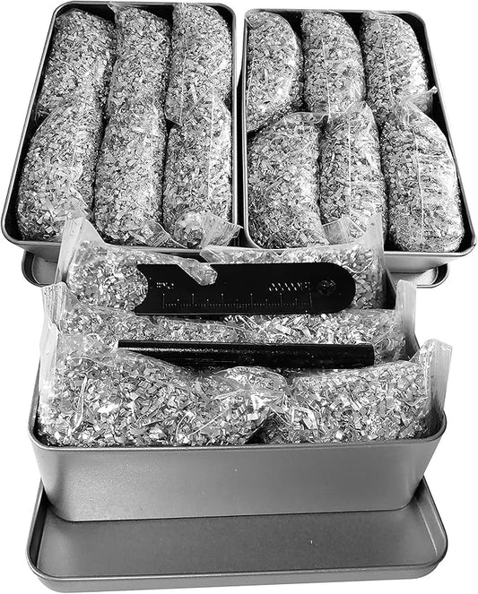 Emergency Fire Starter Kit – 6 Magnesium Bags + 3.15" Ferro Rod (12,000+ Strikes) + 4" Waxed Rope (12 Min Burn) – Survival Kit in Waterproof Tin for Camping, Hiking